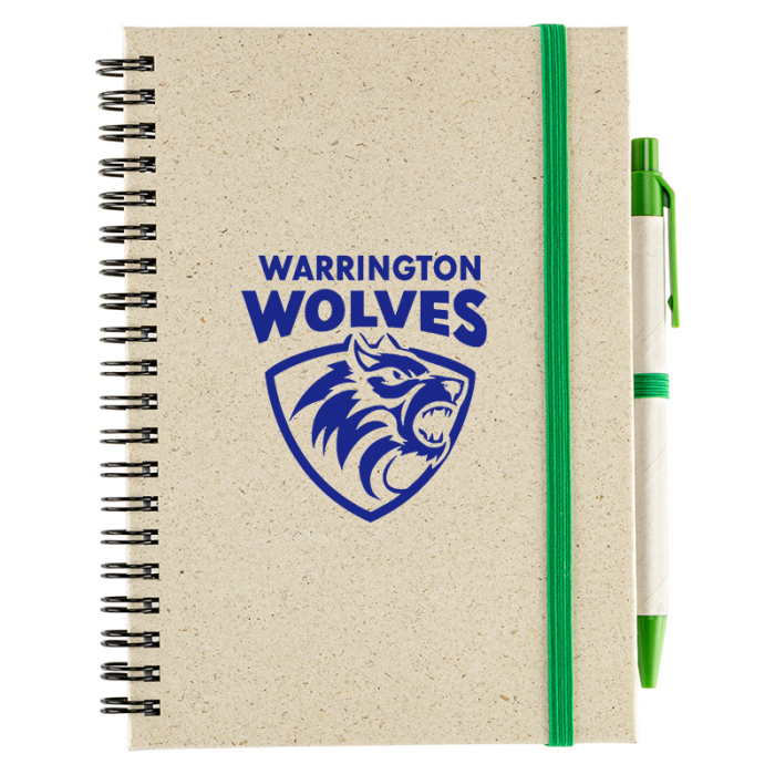Promotional Prairie Fragrant Grass Recycled Spiral Notebooks with Pens 