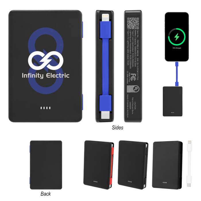 Promotional 5000 mAh UL Listed Power Banks with Cable