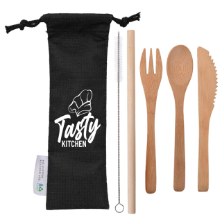 Bamboo Utensils with RPET Pouch