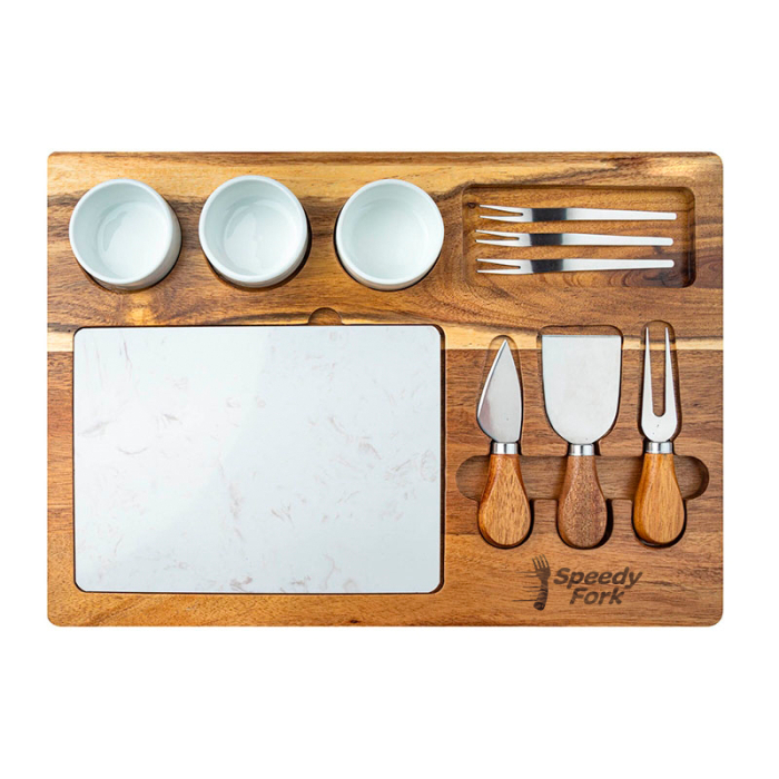 Custom Printed Milton 11-Piece Acacia Wood Cheese Sets