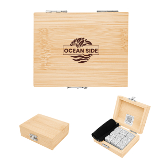 FSC® Whiskey Stone Ice Cubes in Bamboo Box