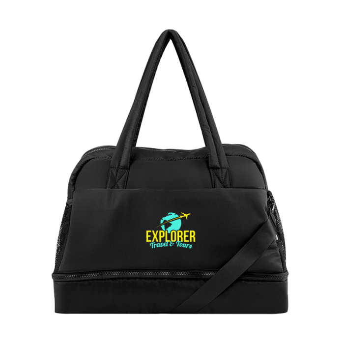 Custom Kyle RPET Duffel Bags with Drop Bottom