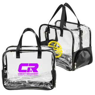 Gem Clear PVC Zippered Bags with Easy-Access Shoe Compartments