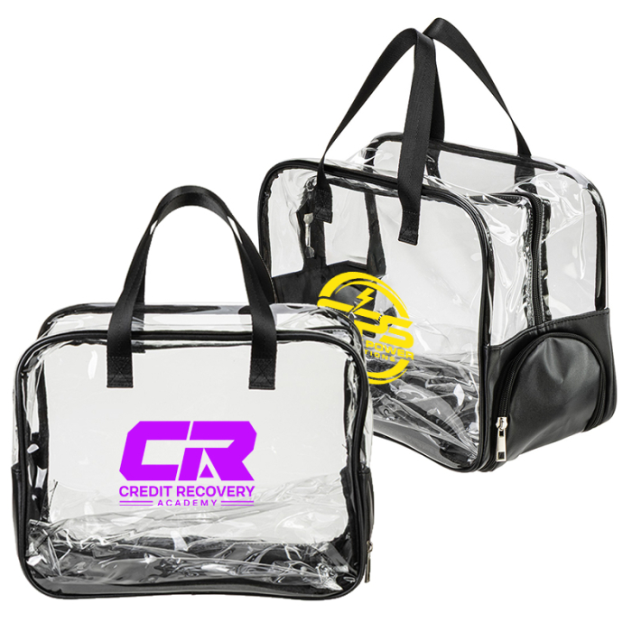 Custom Gem Clear PVC Zippered Bags with Easy-Access Shoe Compartments