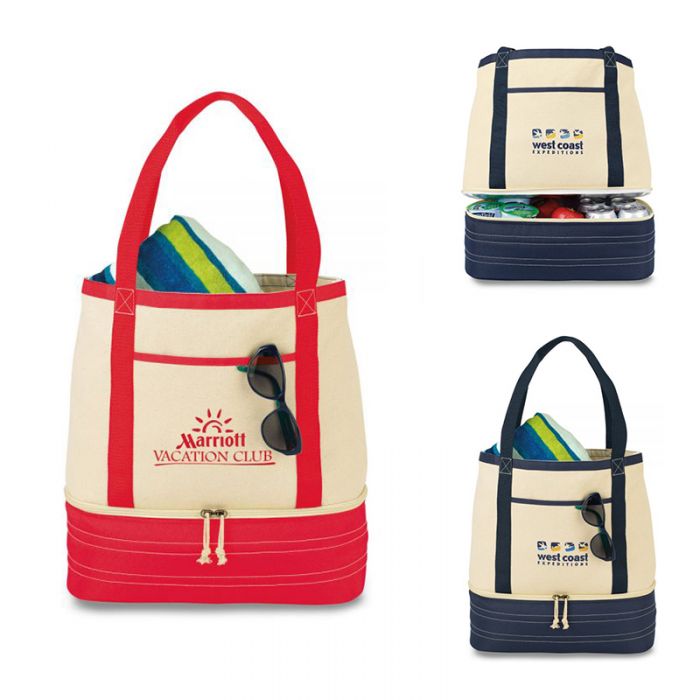 Custom Imprinted Coastal Cotton Insulated Tote Bags