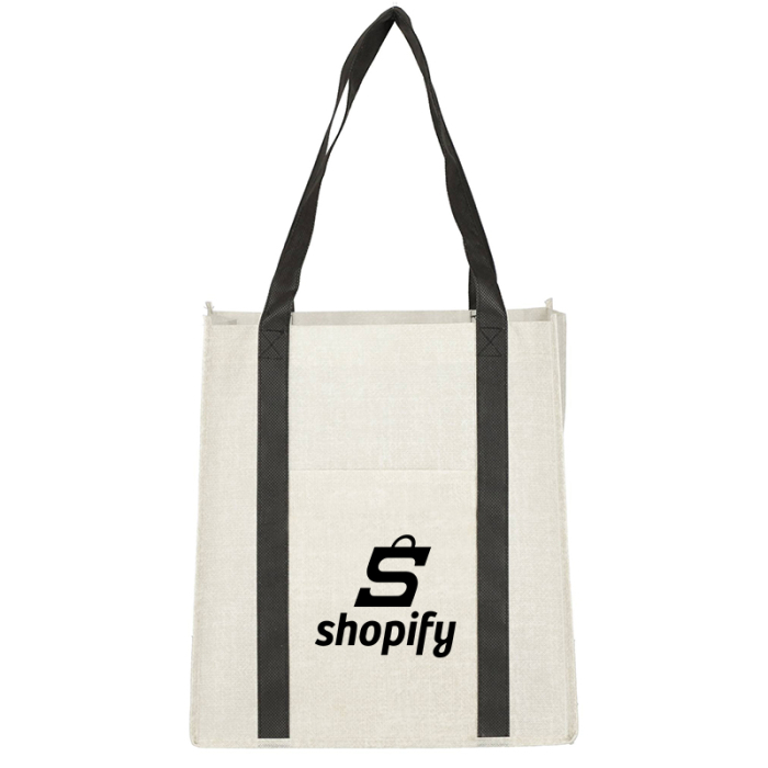 Custom Imprinted Pluto Recycled Non-Woven Small Grocery Totes
