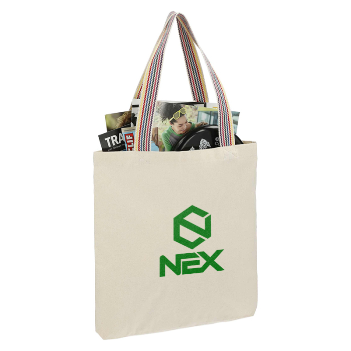 Custom Imprinted Rainbow Recycled 6Oz Cotton Convention Totes