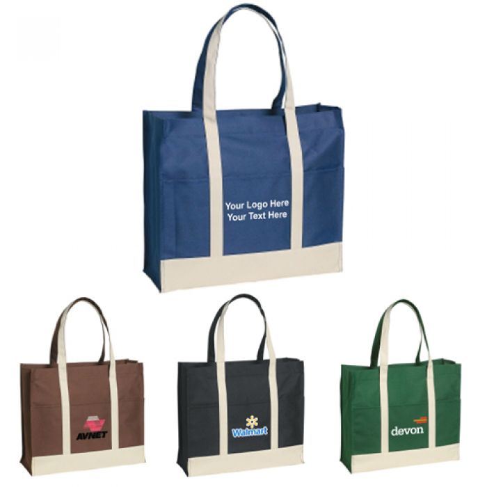 Custom Two-Tone Polyester Tote Bags