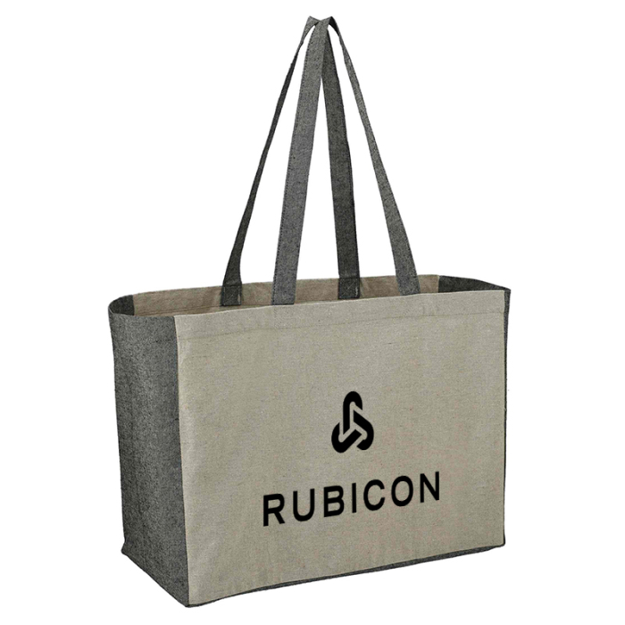 Custom Printed Recycled Cotton Contrast Side Shopper Totes