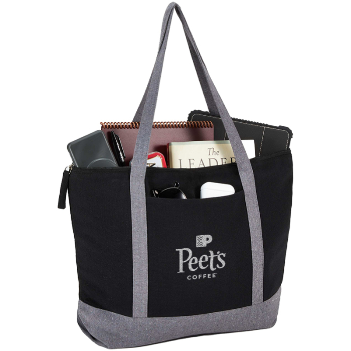 Custom Printed Repose 10 Oz Recycled Cotton Zippered Totes