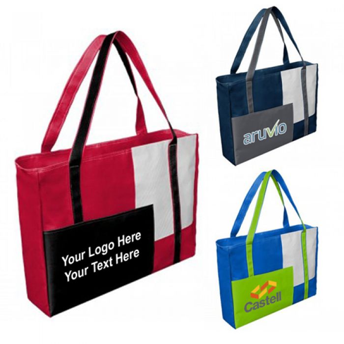 Promotional Logo Big Block Polyester Tote Bags