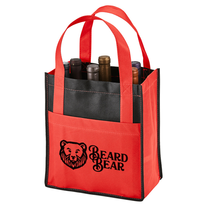 Custom Toscana Six Bottle Non-Woven Wine Totes