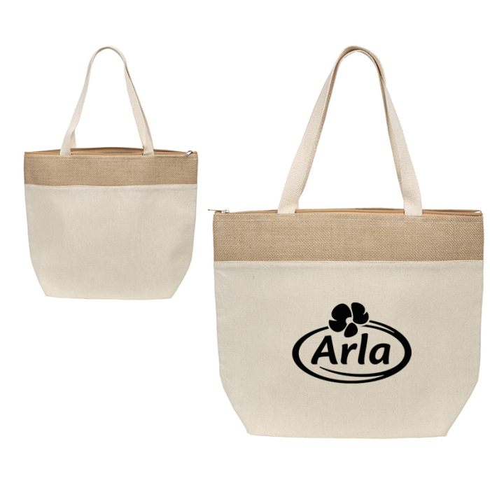 Personalized Savanna Jute and Recycled Cotton Cooler Totes
