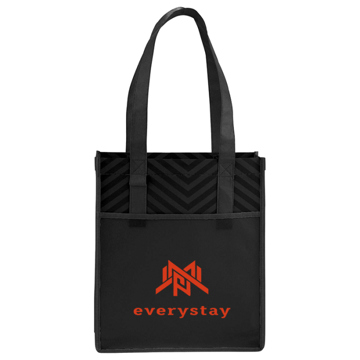 Customized Printed Chevron Non-Woven Shopper Totes