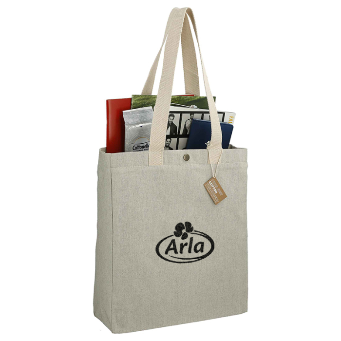 Customized Repose 10 Oz Recycled Cotton Box Totes with Snap