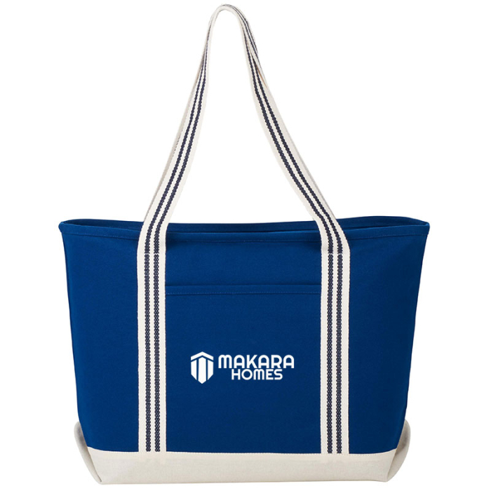 Imprinted Atlantic Stripe 20 Oz Cotton Zippered Boat Totes