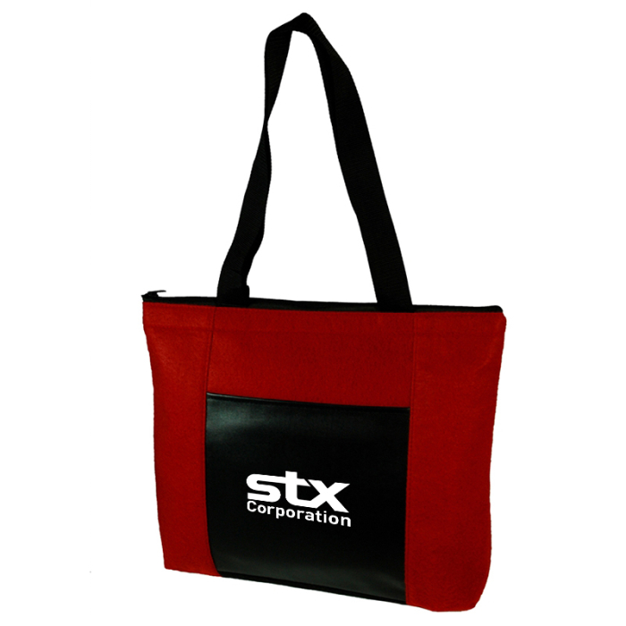 Imprinted Velvet Zippered Totes With Front Pocket