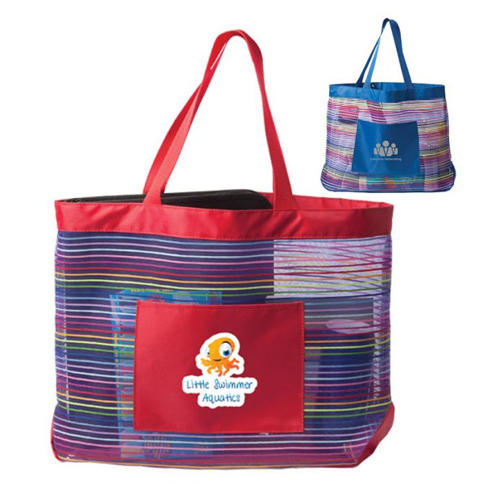 Promotional The Socialite Mesh Stripe Tote Bags