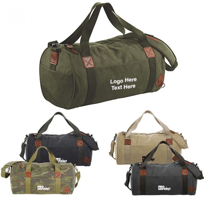 Custom Printed 20 Inch Alternative® Basic Cotton Barrel Duffel Bags
