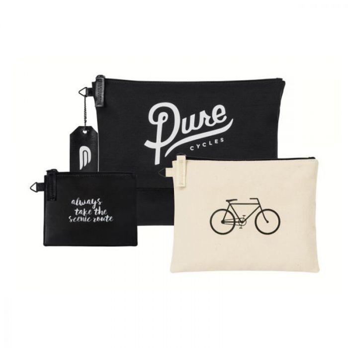 Custom Imprinted Avery Cotton Zippered 3 Piece Pouch Sets