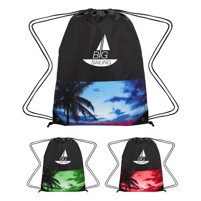 Custom Printed Tropical Drawstring Backpacks