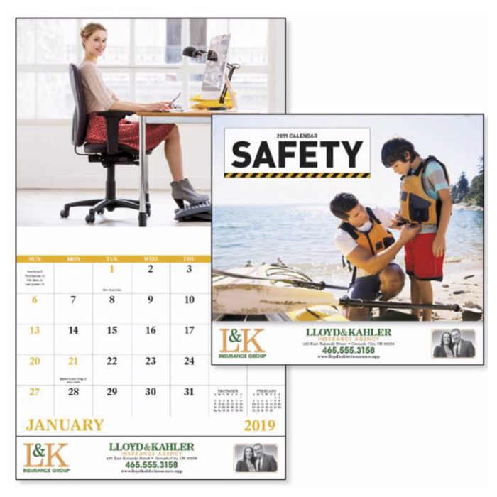 Custom Imprinted 2019 Safety Stapled Wall Calendars
