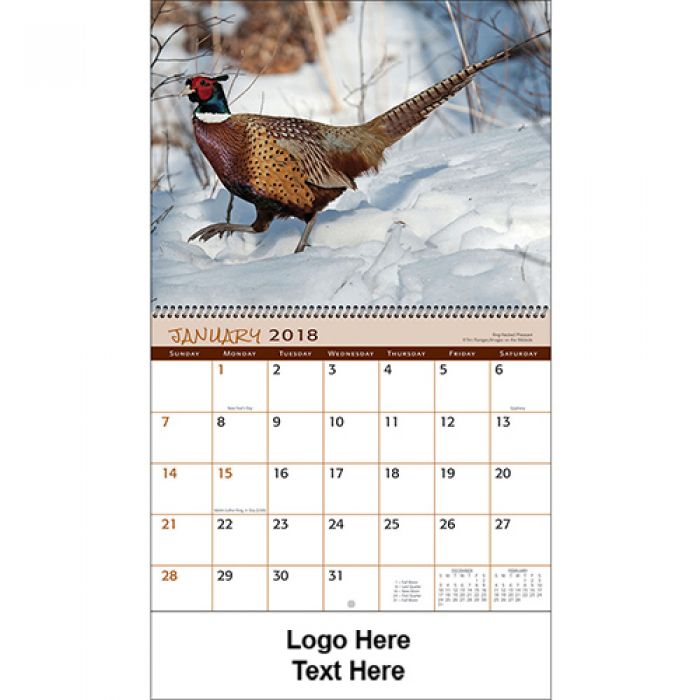 Custom Imprinted 2018 Wildlife Stapled Wall Calendars