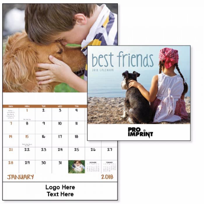 Custom Printed 2018 Best Friends-Stapled Wall Calendars