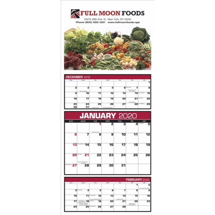 Custom Printed 2020 3 Month View Calendars