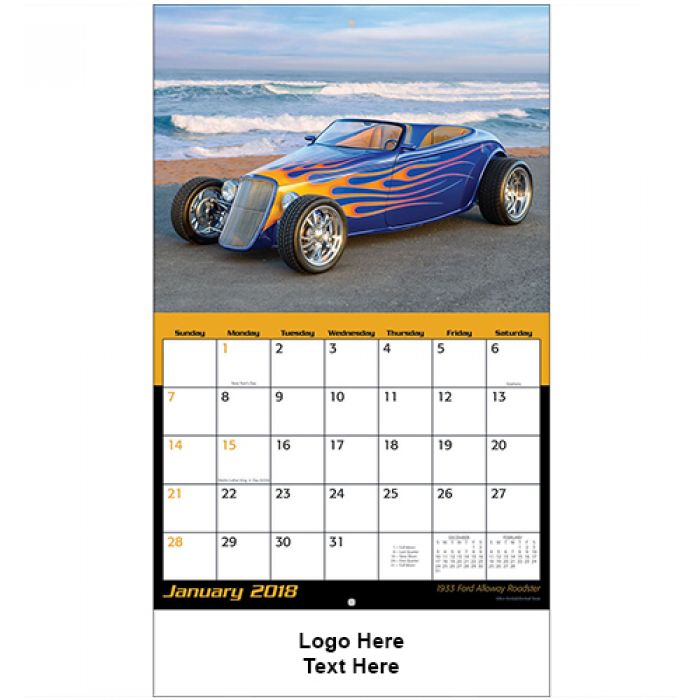 Custom Printed 2018 Hot Rods Stapled Wall Calendars