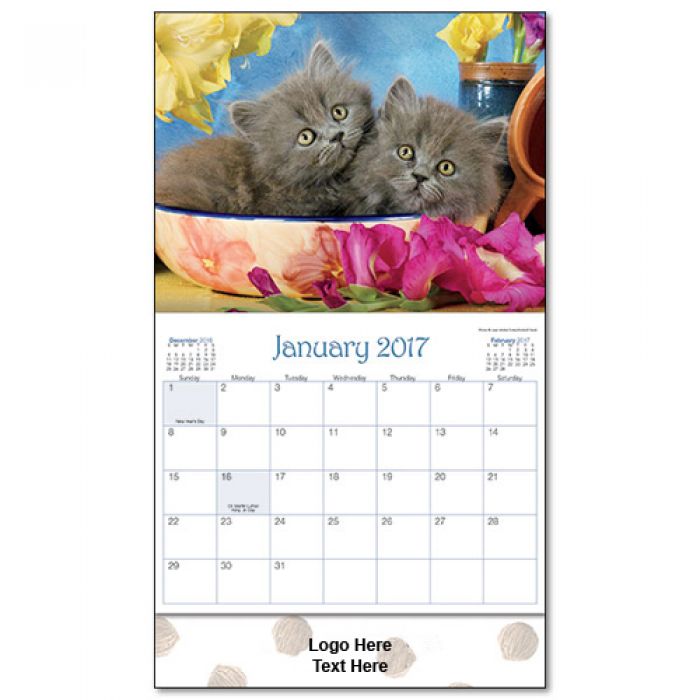 Customized 2017 Feline Friends Stitched Wall Calendars