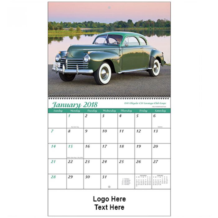Customized 2018 Classic Cars Spiral Wall Calendars