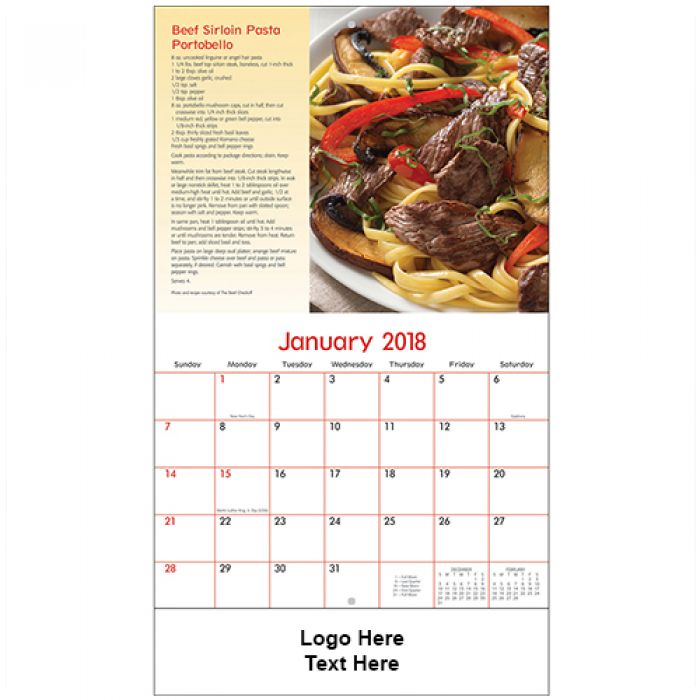 Customized 2018 Dining Delights Stapled Wall Calendars