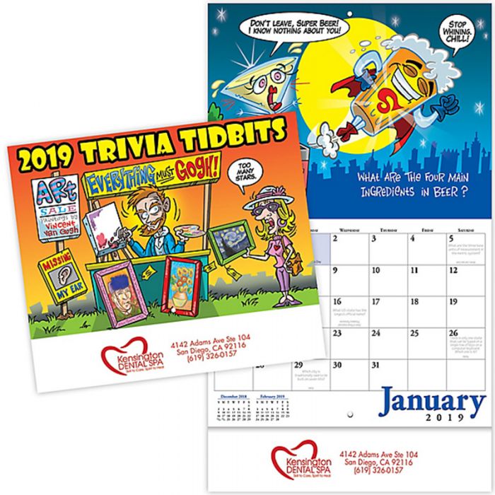 Promotional 2019 Trivia Tidbits Stitched Wall Calendars