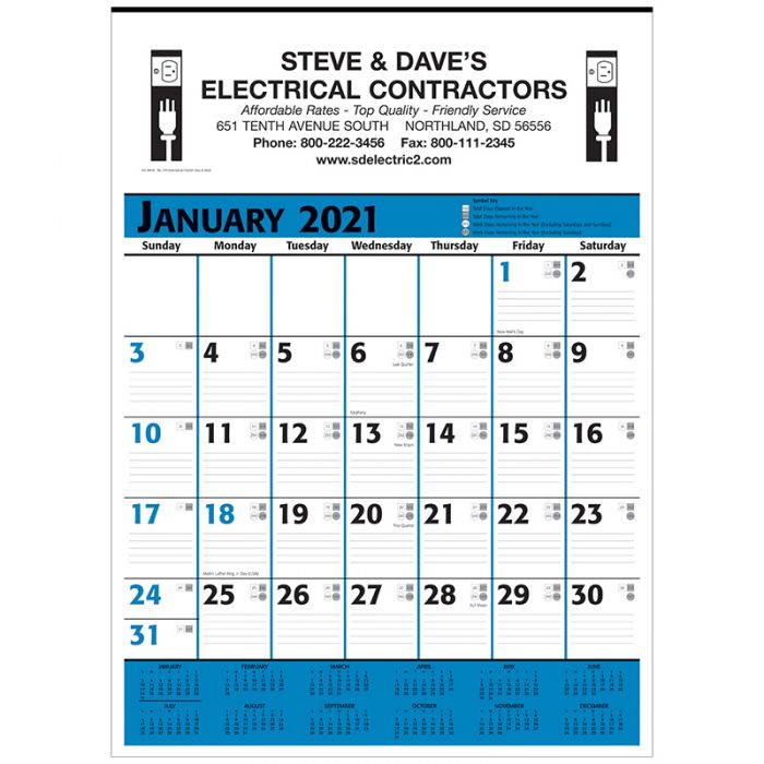 Promotional Blue & Black Commercial Planner Wall Calendars