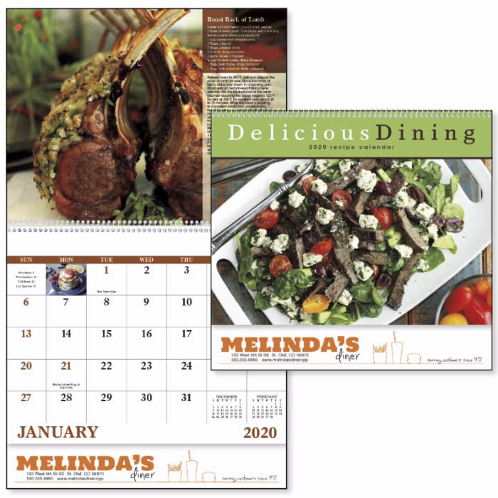 Promotional Logo 2020 Delicious Dining Spiral Wall Calendars