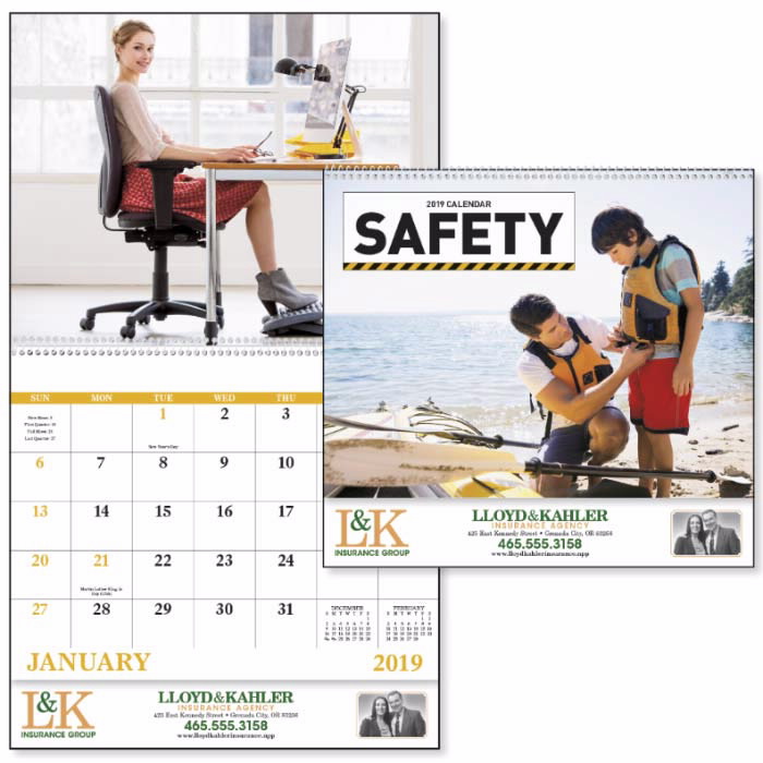 Promotional Logo 2019 Safety Spiral Wall Calendars