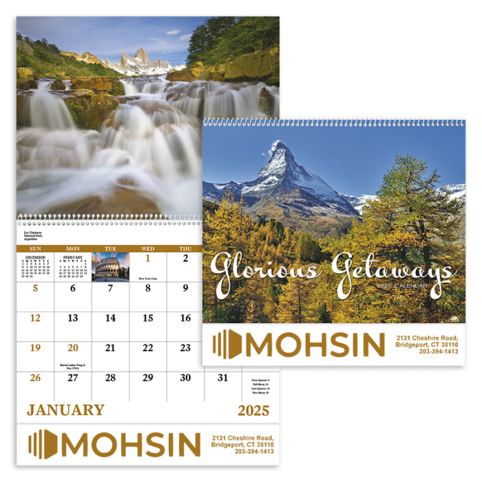 Promotional Glorious Getaways Spiral Wall Calendars