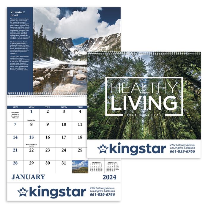 Promotional Healthy Living Spiral Wall Calendars