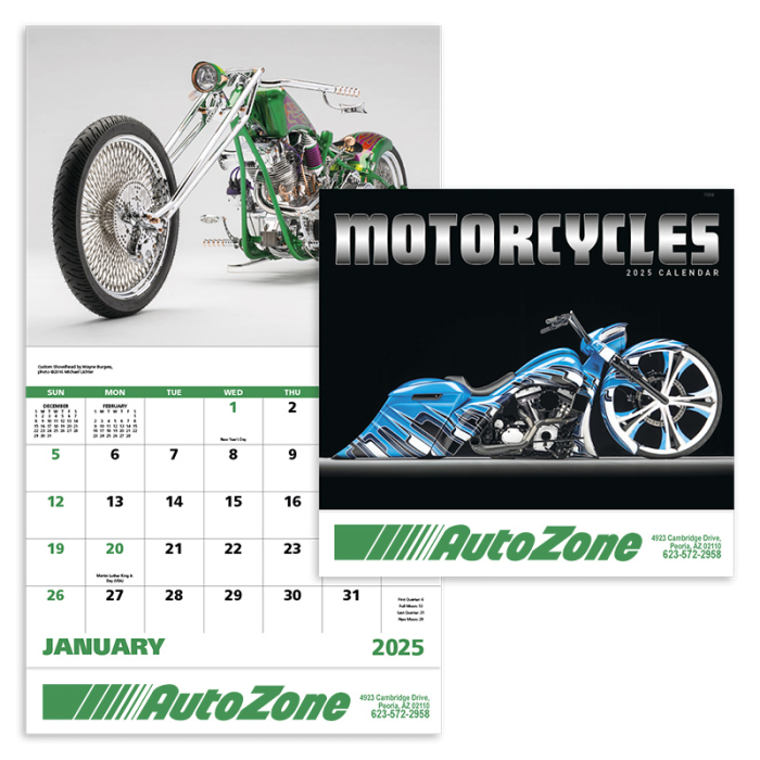 Promotional Motorcycles Stapled Wall Calendars