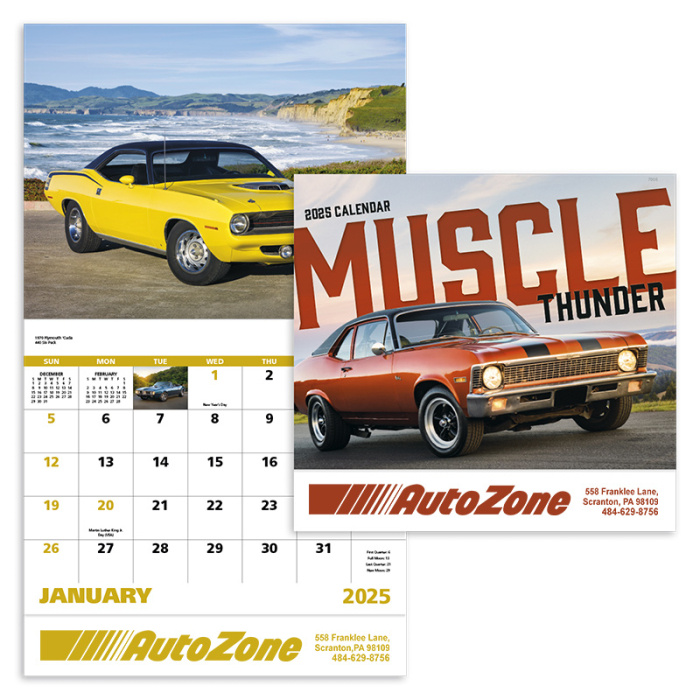 Promotional Muscle Thunder Stapled Wall Calendars