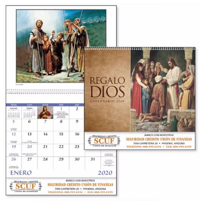 Promotional Regalo de Dios with Funeral Pre-Planning Form Spiral Wall Calendars