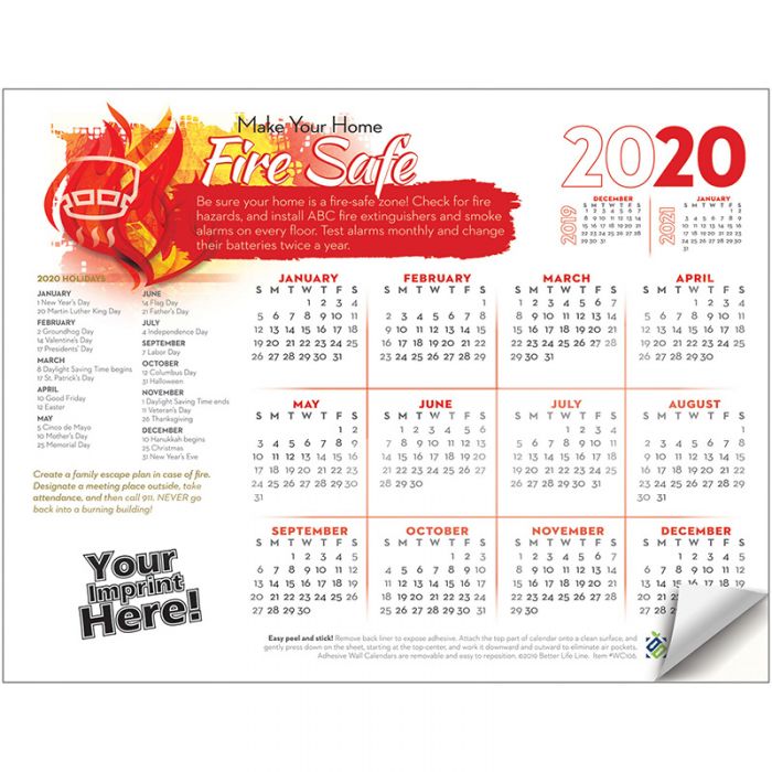 Custom Imprinted 2020 Stay Cool Adhesive Wall Calendars