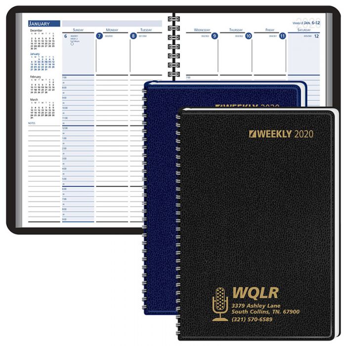 Custom Printed Column-Style Weekly, Wired Desk Planners