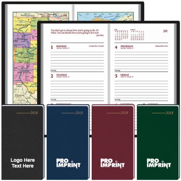  Promotional 2018 Pocket Partner Weekly Planners with 14 Full Color Maps