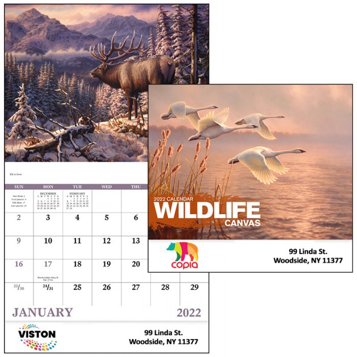Promotional Wildlife Canvas Stapled Wall Calendars