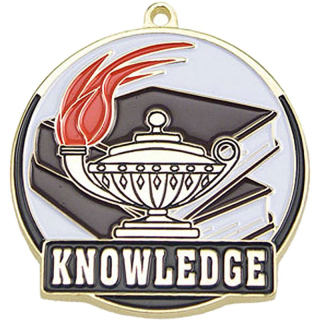 Stock Gold Enamel Medals: Book and Lamp