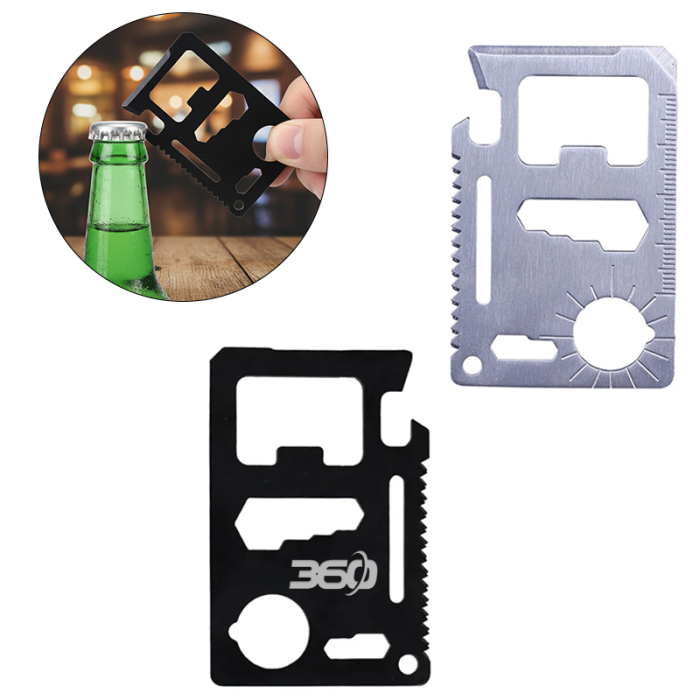Imprinted 11-Function Survival Pocket Card Tools