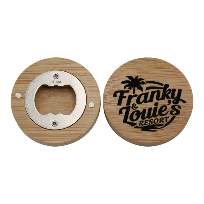 Imprinted Bamboo Magnetic Bottle Openers