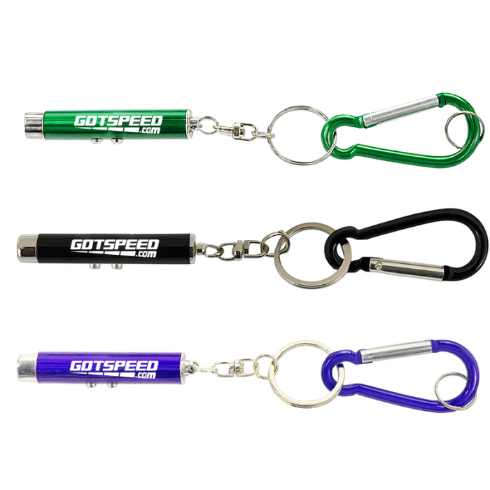 Imprinted Dual Function Laser Pointer and LED Flashlight Keychains
